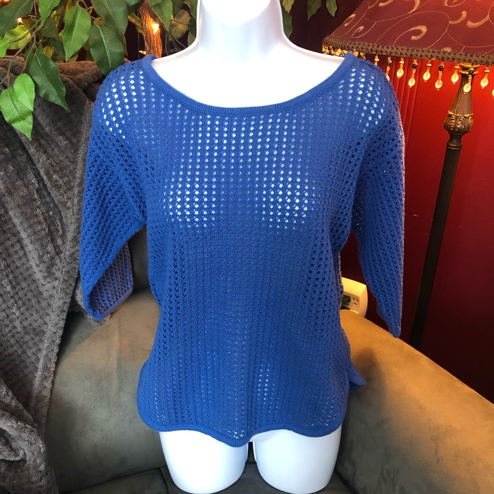Jeanne Pierre Blue Net Sweater